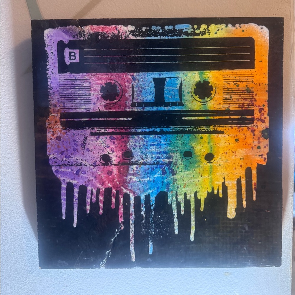 Colorful Mixed Media Cassette Art
